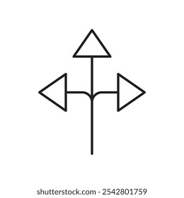Three directions icon simple black line style.