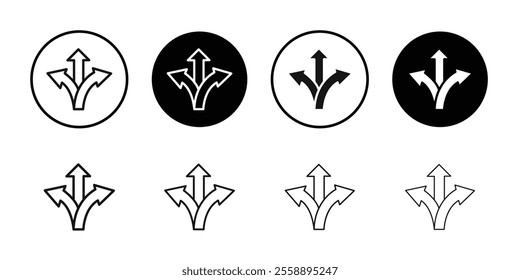 Three directions icon Symbol mark in filled style