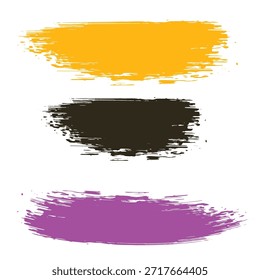 three dirty grunge brush paint stroke set