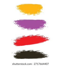 three dirty grunge brush paint stroke set