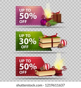 Three discount Christmas banners