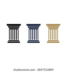 Three distinct classical architectural columns are displayed side by side, each rendered in a different color for visual variety.