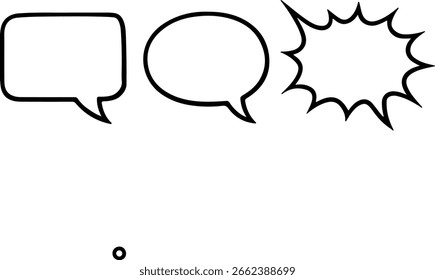 Drei verschiedene Comic-Stil Sprechblasen in einem sauberen Silhouette Design