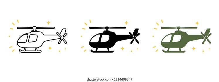 Three distinct helicopter illustrations