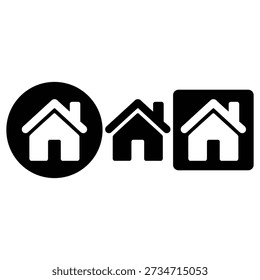 Three distinct house icons representing different types of homes and housing options.