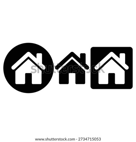 Three distinct house icons representing different types of homes and housing options.