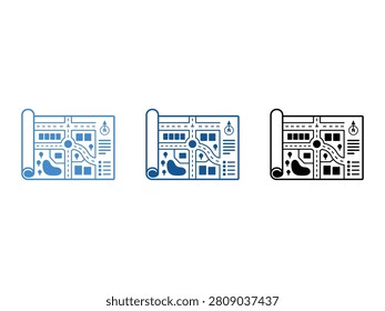 Three distinct map icons presented side by side, each depicting a stylized representation of a map with roads and landmarks.