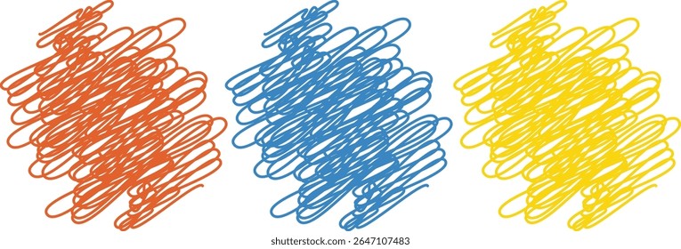 Three distinct sections of scribbled lines are visible against a white background. 