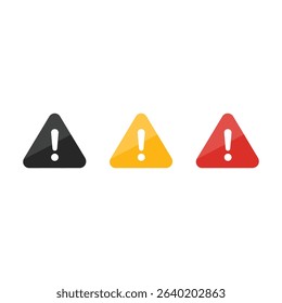 Three distinct warning signs, rendered in a clean flat design, stand out against a pristine white background. 