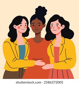 Three Diverse Women Standing Together – Unity and Inclusion