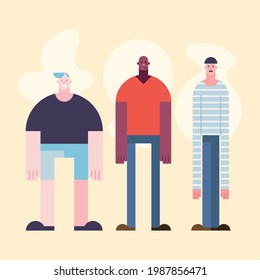 three diversity people group characters