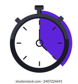 Three division timer filled line icon. Time, stopwatch, alarm clock, clock, second, hour, minute, countdown, chronometer, hands, mechanism. Vector icons for business and advertising