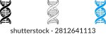 Three dna helix strand icons in different colors isolated on transparent background, Vector