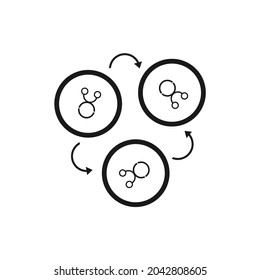 Three DNA Molecules Inside Three Circles And Arrows