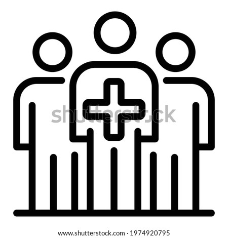Three doctors icon. Outline three doctors vector icon for web design isolated on white background