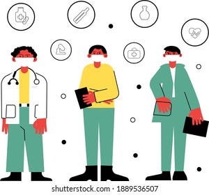 Three doctors on their way to cure all the people who feel bad.