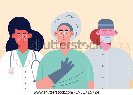 three doctors staff workers characters