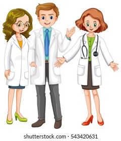 Three doctors standing together illustration