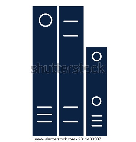 Three document binders vector icon. Minimalist office organization and archive symbol.