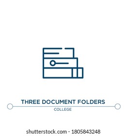 three document folders vector line icon. Simple element illustration. three document folders outline icon from college concept. Can be used for web and mobile
