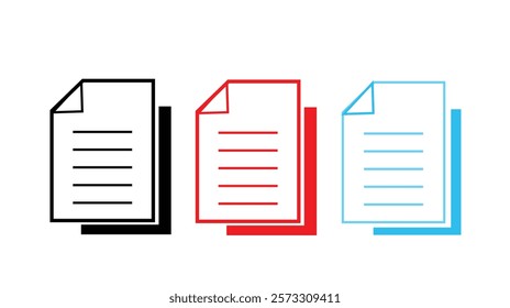 Three document icons  on white background 