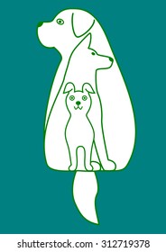 three dogs nesting