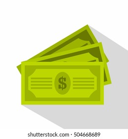 Three dollar bills icon. Flat illustration of three dollar bills vector icon for web