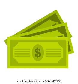 Three dollar bills icon. Flat illustration of three dollar bills vector icon for web