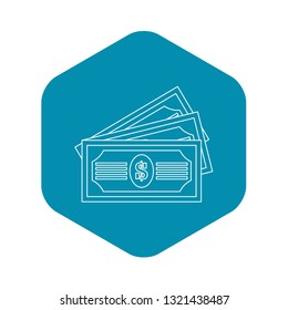 Three dollar bills icon. Outline illustration of three dollar bills vector icon for web