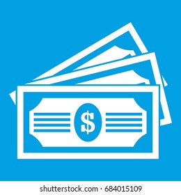 Three dollar bills icon white