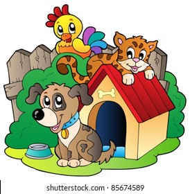 Three domestic animals - vector illustration.