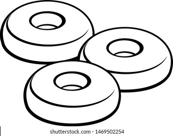 Three Donut Shaped Hard Candy Pieces