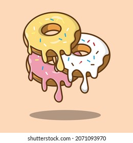 three donuts illustration, cream donut