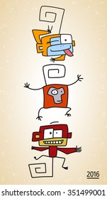 Three doodle monkeys