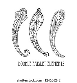 Three doodle paisley elements.