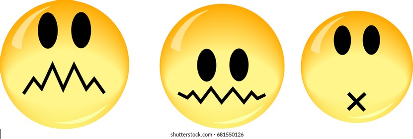 Three dots of glass / yellow smiley / vector