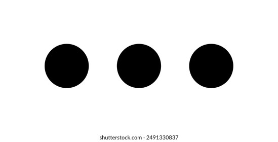 Three dots icon vector illustration, 3 Dots symbol for web ui design, Dots sign isolated.