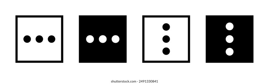 Three dots icon vector illustration, 3 Dots symbol for web ui design, Dots sign isolated.