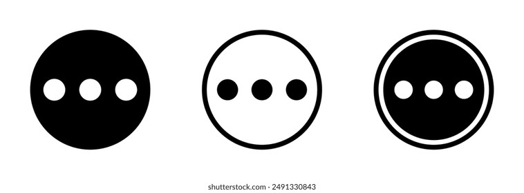 Three dots icon vector illustration, 3 Dots symbol for web ui design, Dots sign isolated.