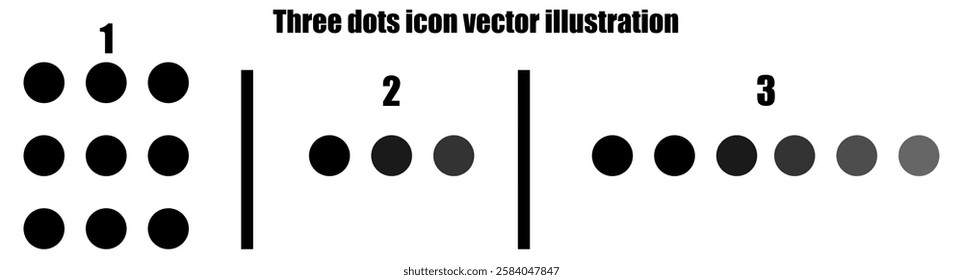 Three dots icon vector illustration 3 Dots symbol sign vector.