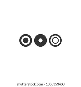 Three dots or marks of omission. Black flat icon of message or quote bubble. Isolated on white. Vector illustration. Three periods