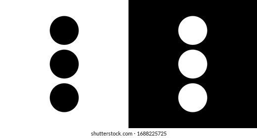 Three Dots Menu. Glyph Icon in White and Black Version.