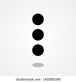 Three Dots Menu. Icon with Gray Shadow