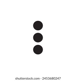 Three dots menu icon. Vector illustration of the 3 circles ellipsis symbol isolated on white background