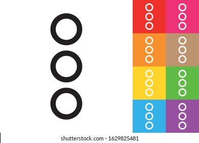 Three Dots Menu. Line Icon With Different Color Background.