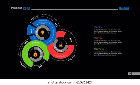 Three Doughnut Charts Slide Template