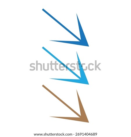 Three Downward Pointing Directional Arrows