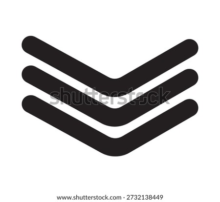 Three downward-pointing black chevron icons.