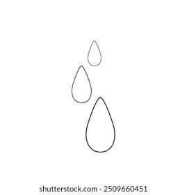 three drops black outline on transparent background,