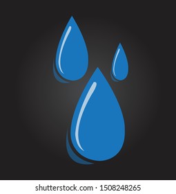 three drops of water, black background
